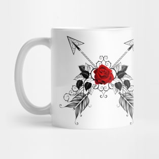 Black Arrows with Red Roses Mug